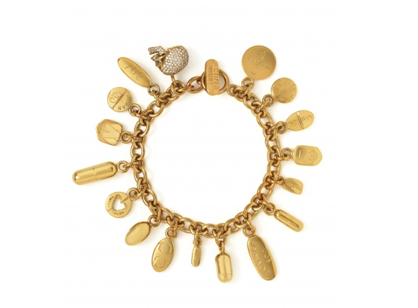 Damien Hirsts Pill Bracelet with Diamond Skull Yellow Gold via observer com