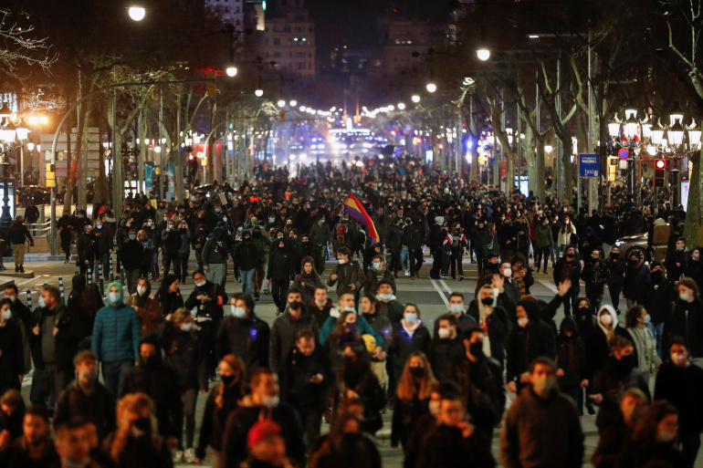 الاحتجاجات في مدينة برشلونة الإسبانية 2