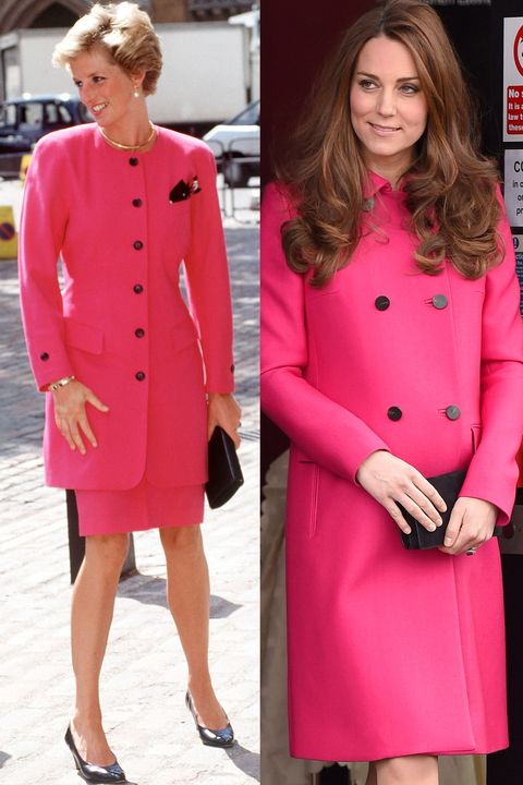1435778993 hbz princess diana kate middleton pink coat black buttons