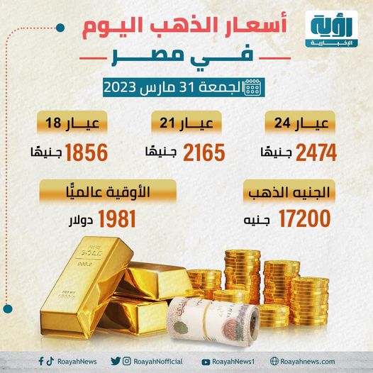 أسعار الذهب اليوم الجمعة