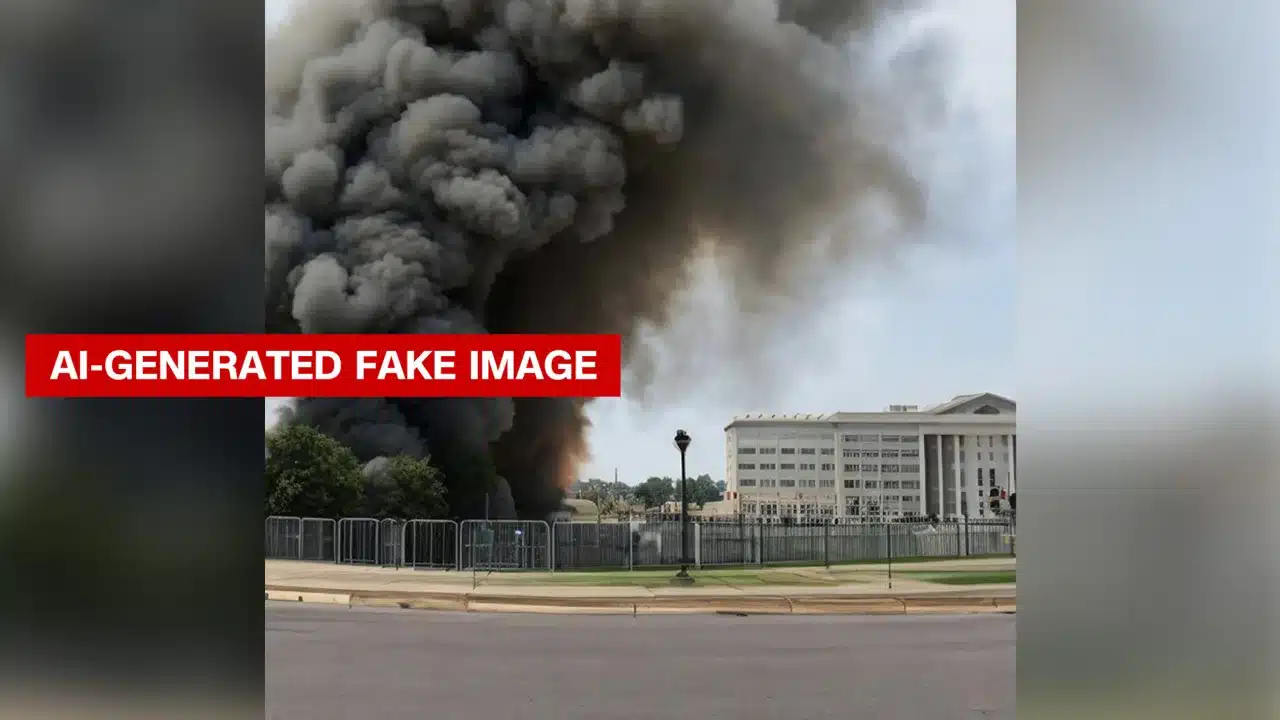 صورة زائفة عن انفجار قرب البنتاجون نشرها موقع شبكة سي إن إن الإخبارية الأمريكية