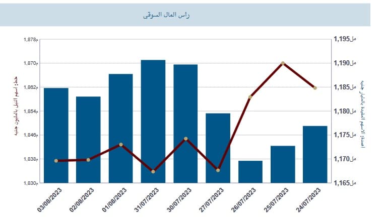 حركة القيمة السوقية للأسهم المصرية حتى 3 أغسطس
