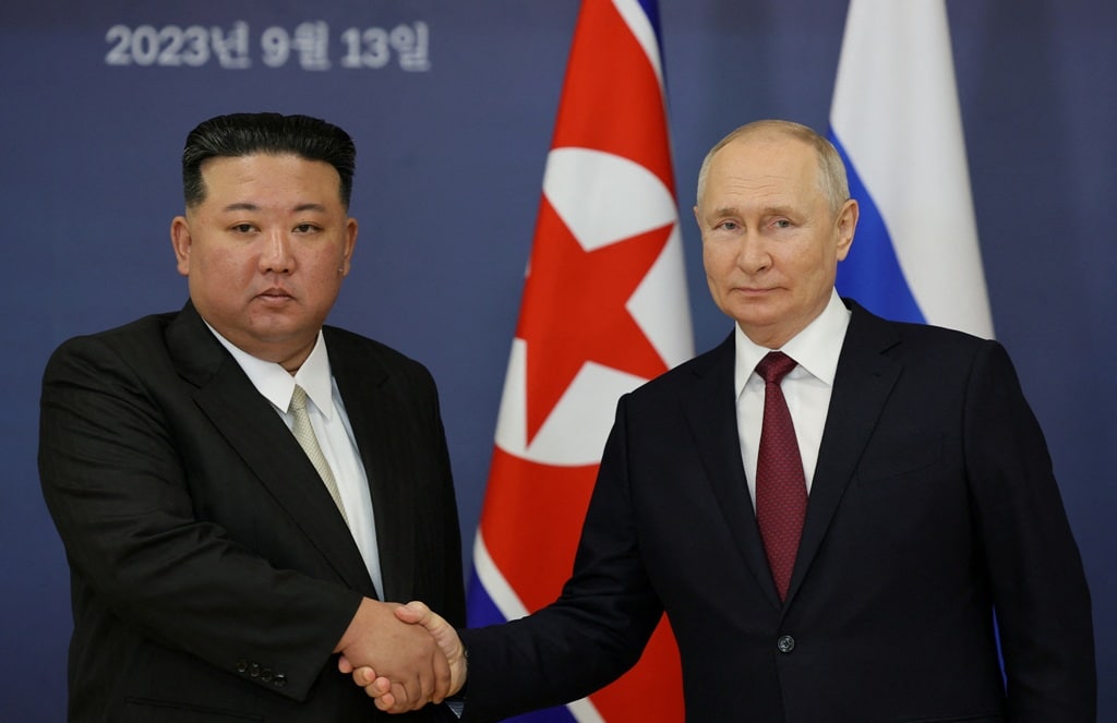زعيم كوريا الشمالية كيم جونج أون والرئيس الروسي فلاديمير بوتين
