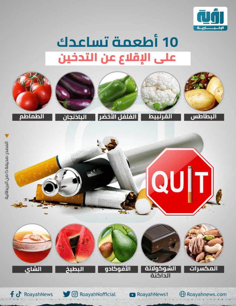 10 أطعمة تساعدك على الإقلاع عن التدخين