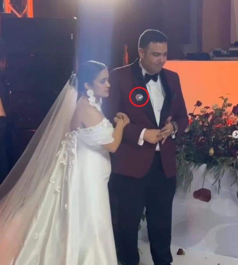 نجل عمرو أديب يرتدي علم فلسطين في حفل زفافه