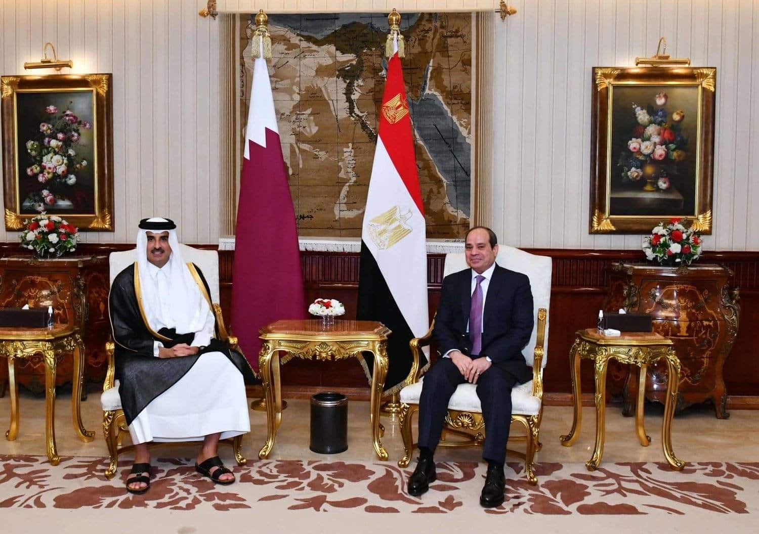 السيسى يشكر أمير قطر لجهوده مع مصر لإتمام الهدنة في غزة