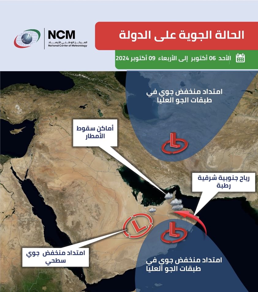 منخفض جوي سطحي من الأحد إلى الأربعاء